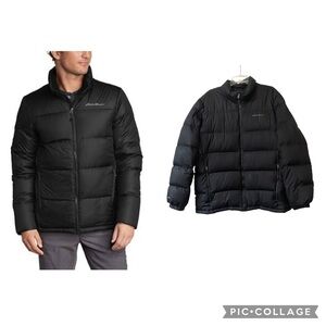 Eddie Bauer Men's Classic Down 2.0 Black Down Filled Zip Up Jacket Size XL